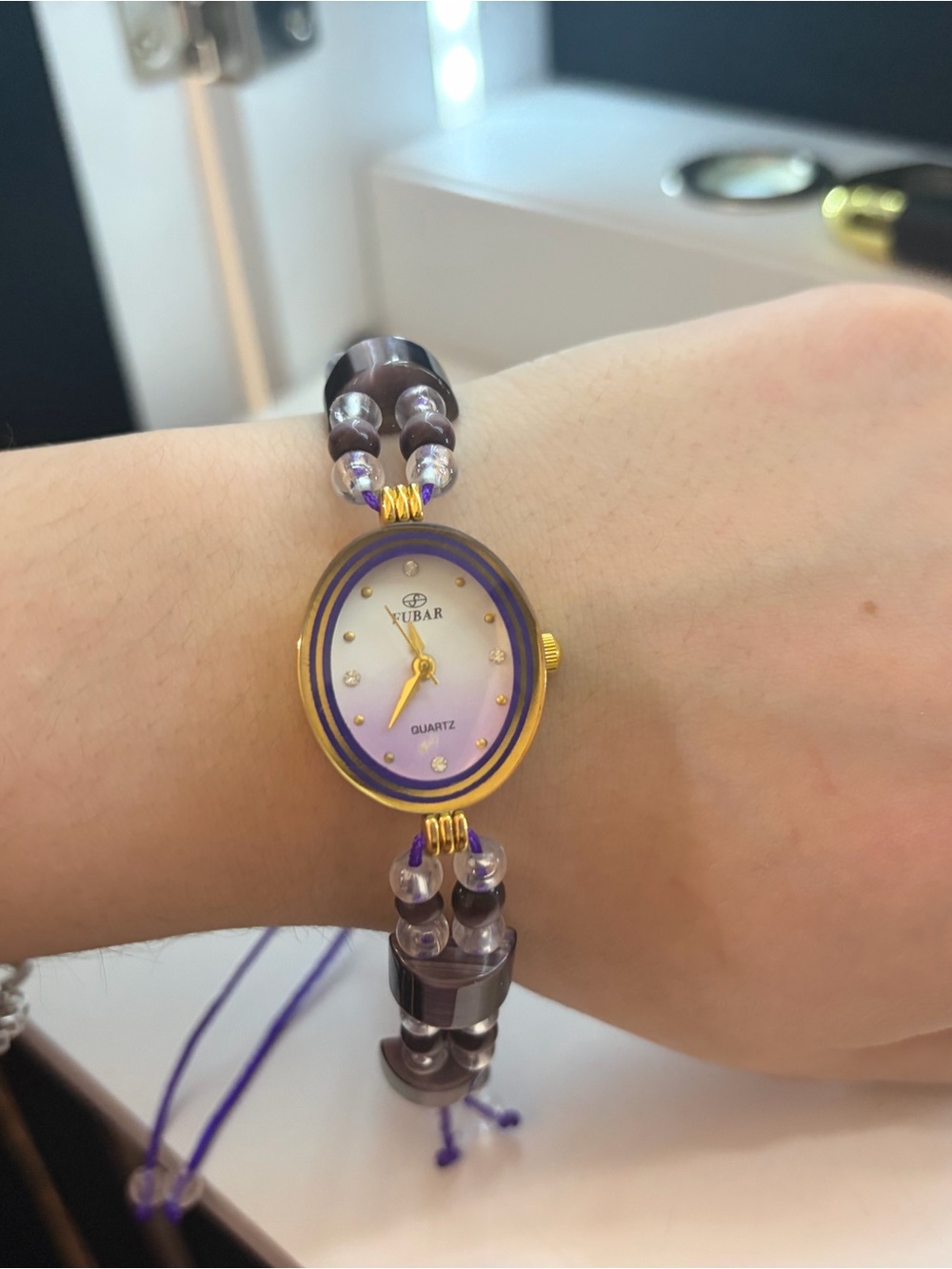 Purple Beaded Women's Quartz Watch